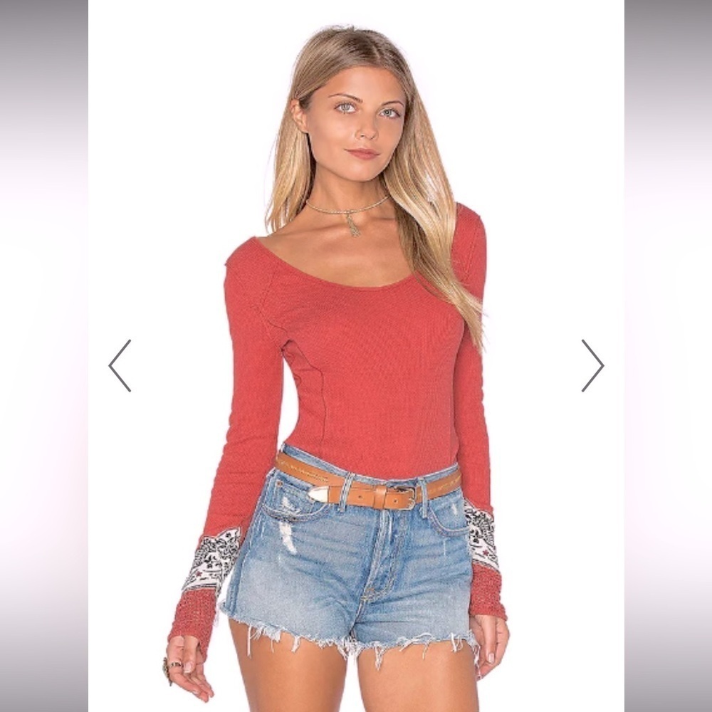 Free People Bandana Cuff Thermal Waffle Knit
Layering Long Sleeve Top